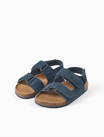 Suède voetbed sandalen met kurken binnenzool