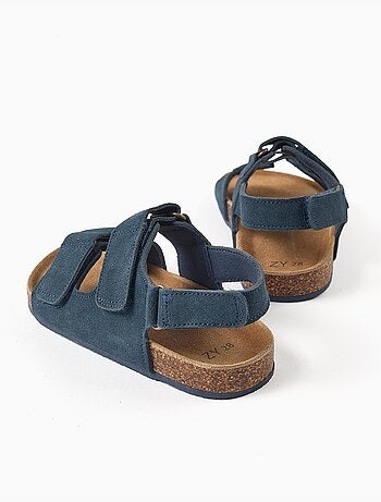 Suède voetbed sandalen met kurken binnenzool
