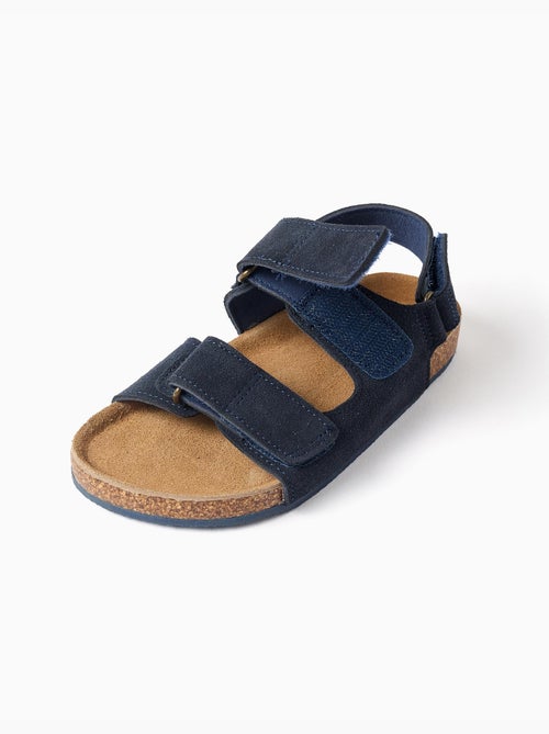 Suède voetbed sandalen met kurk binnenzool - Kiabi Suède voetbed sandalen met kurk binnenzool - Kiabi