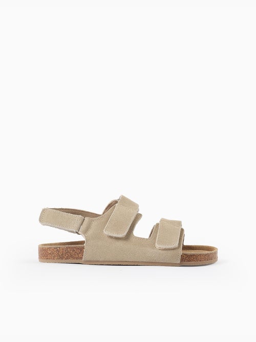 Suède voetbed sandalen met kurken binnenzool - Kiabi Suède voetbed sandalen met kurken binnenzool - Kiabi