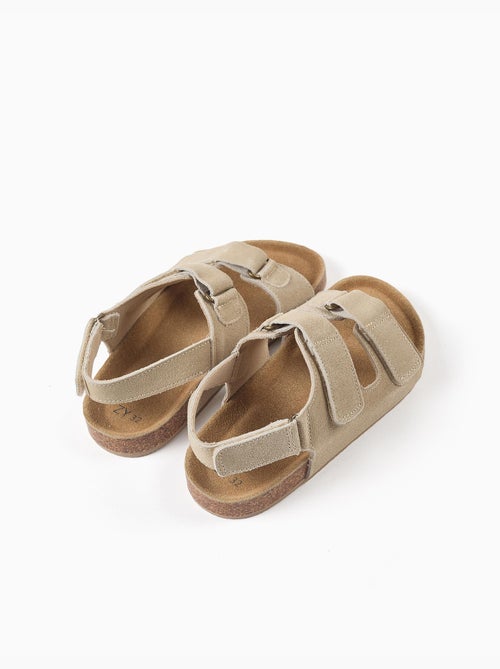 Suède voetbed sandalen met kurken binnenzool - Kiabi Suède voetbed sandalen met kurken binnenzool - Kiabi