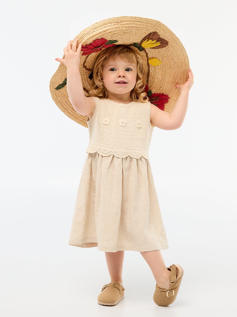 Suedine muiltjes met klittenband Biege - Kiabi