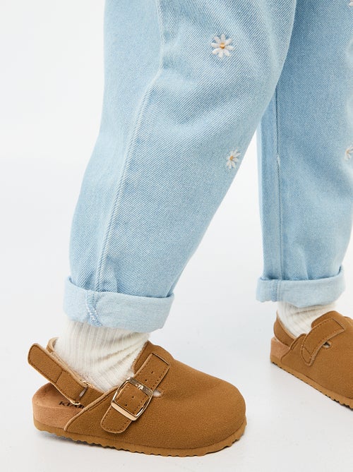 Suedine muiltjes met klittenband - Kiabi