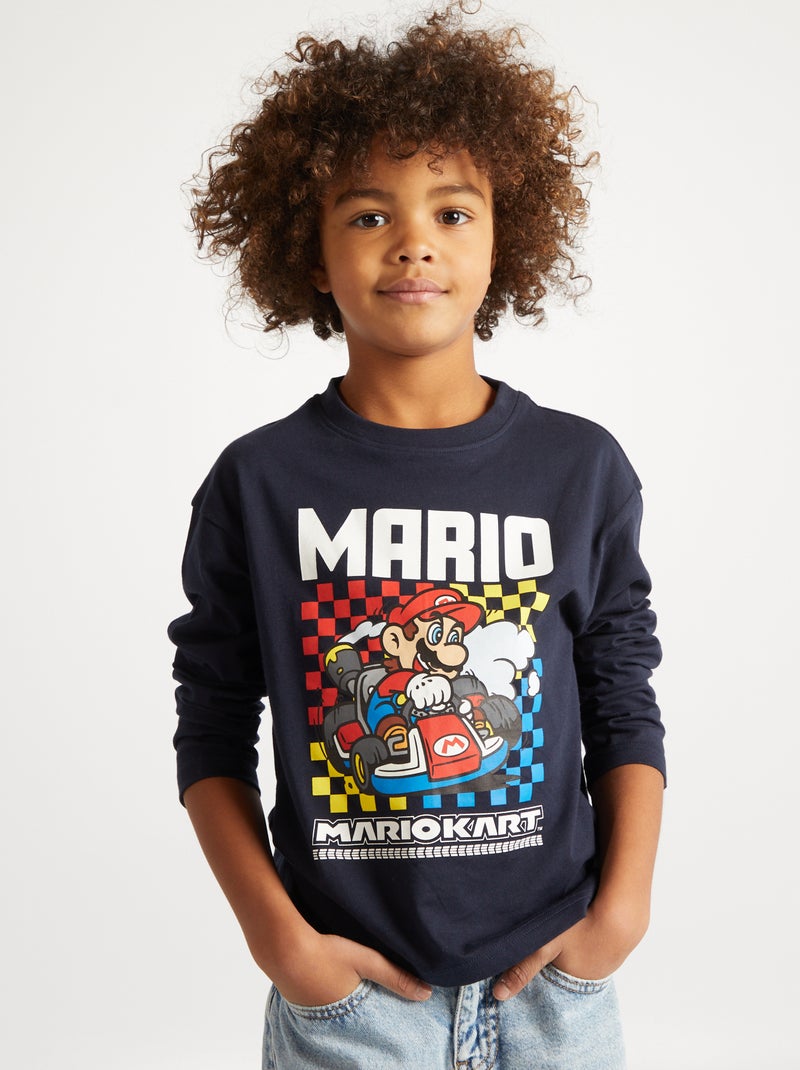 'Super Nintento'-T-shirt met 'Mario'-print BLAUW - Kiabi