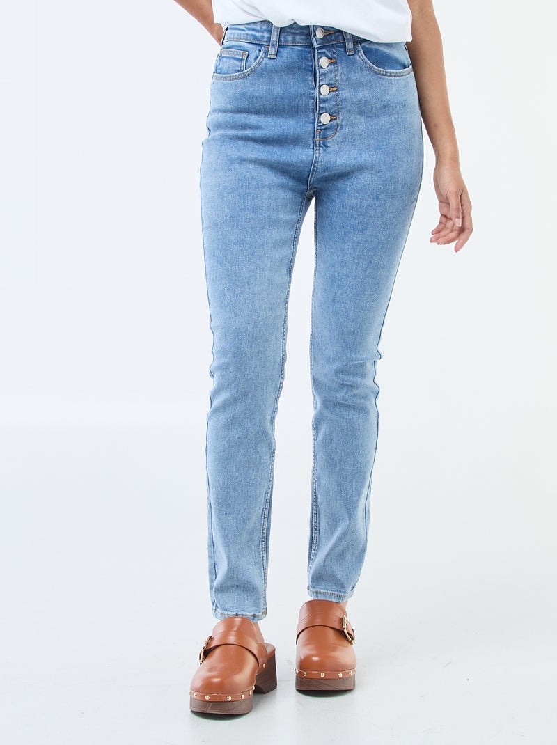 Super skinny jeans met zeer hoge taille - L28 Blauw - Kiabi