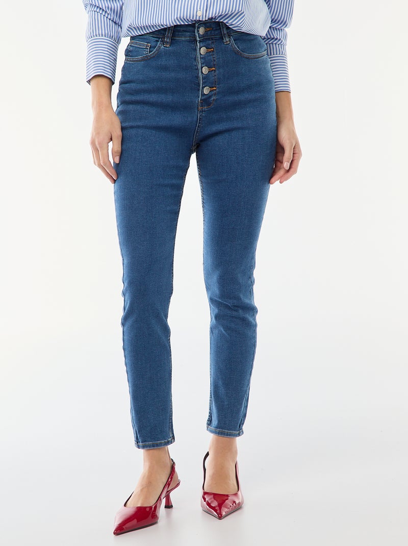 Super skinny jeans met zeer hoge taille - L32 Blauw - Kiabi