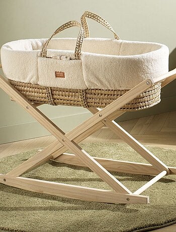 Support pour couffin bébé en bois de pin naturel - basculant ou fixe - sauthon