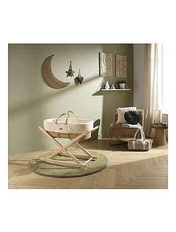 Support pour couffin bébé en bois de pin naturel - basculant ou fixe - sauthon