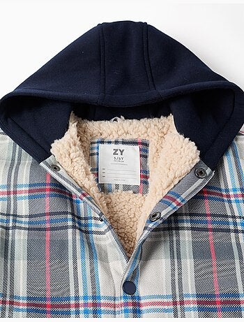 Surchemise à carreaux à capuche avec doublure sherpa