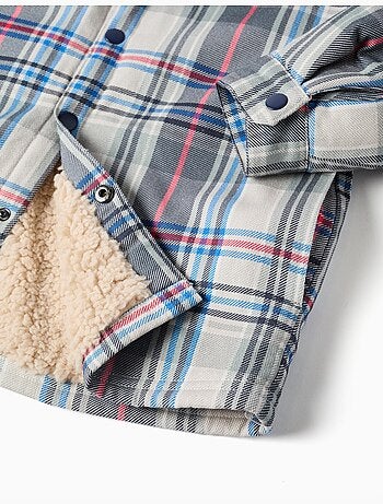 Surchemise à carreaux à capuche avec doublure sherpa