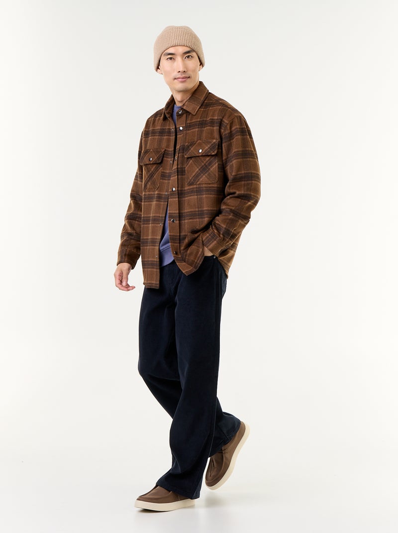 Surchemise à carreaux en flanelle Marron - Kiabi