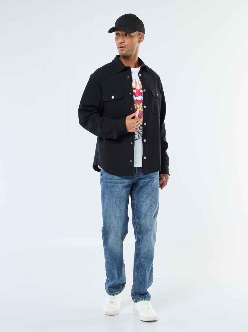 Surchemise avec ouverture pressionnée et 2 poches poitrine Noir - Kiabi