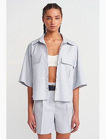 Surchemise courte oversize en crêpe dilvin