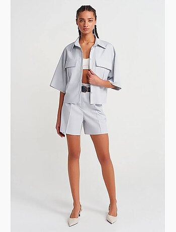 Surchemise courte oversize en crêpe dilvin