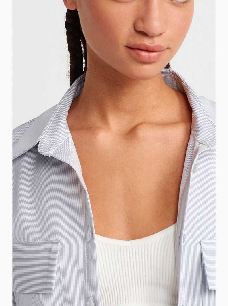 Surchemise courte oversize en crêpe dilvin Bleu clair - Kiabi