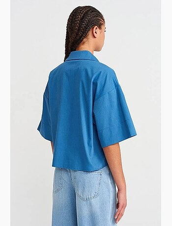 Surchemise courte oversize en crêpe dilvin