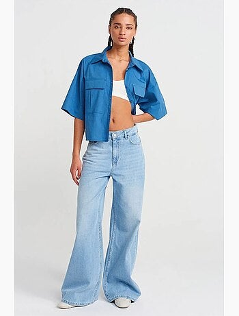 Surchemise courte oversize en crêpe dilvin