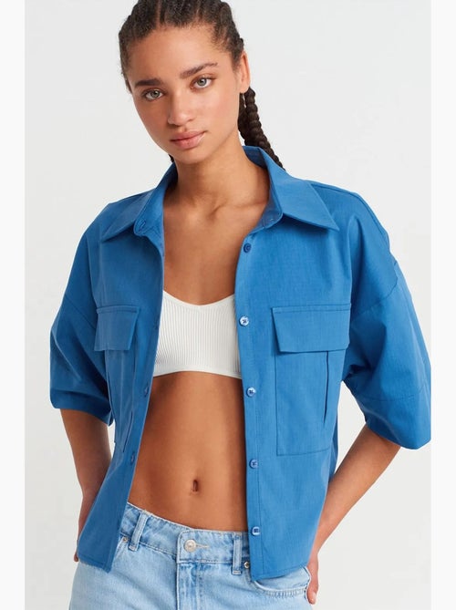 Surchemise courte oversize en crêpe dilvin - Kiabi Surchemise courte oversize en crêpe dilvin - Kiabi
