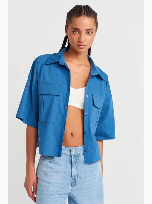 Surchemise courte oversize en crêpe dilvin - Kiabi Surchemise courte oversize en crêpe dilvin - Kiabi