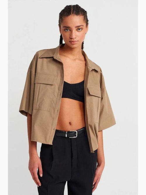 Surchemise courte oversize en crêpe dilvin - Kiabi Surchemise courte oversize en crêpe dilvin - Kiabi