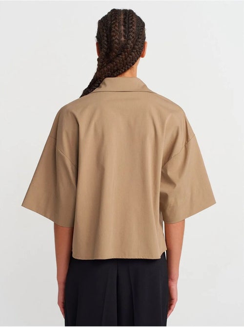 Surchemise courte oversize en crêpe dilvin - Kiabi Surchemise courte oversize en crêpe dilvin - Kiabi