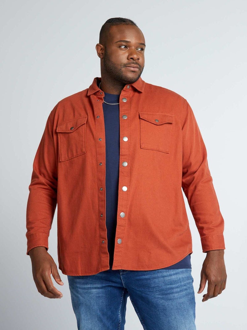 Surchemise en denim marron - Kiabi