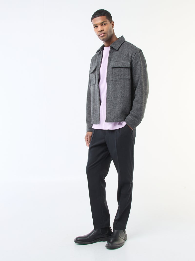 Surchemise en flanelle unie Gris - Kiabi