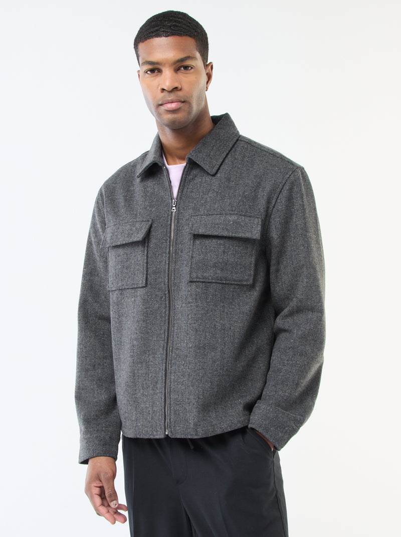 Surchemise en flanelle unie Gris - Kiabi