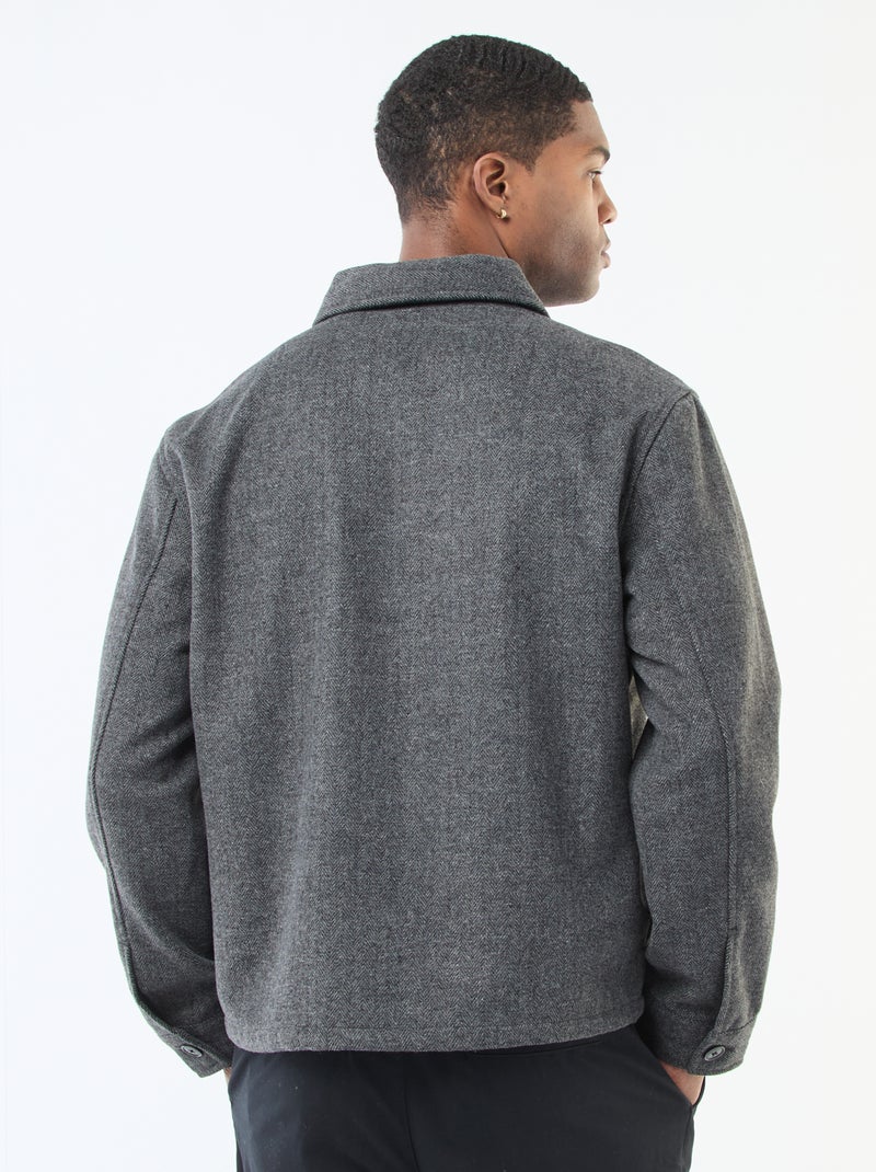 Surchemise en flanelle unie Gris - Kiabi