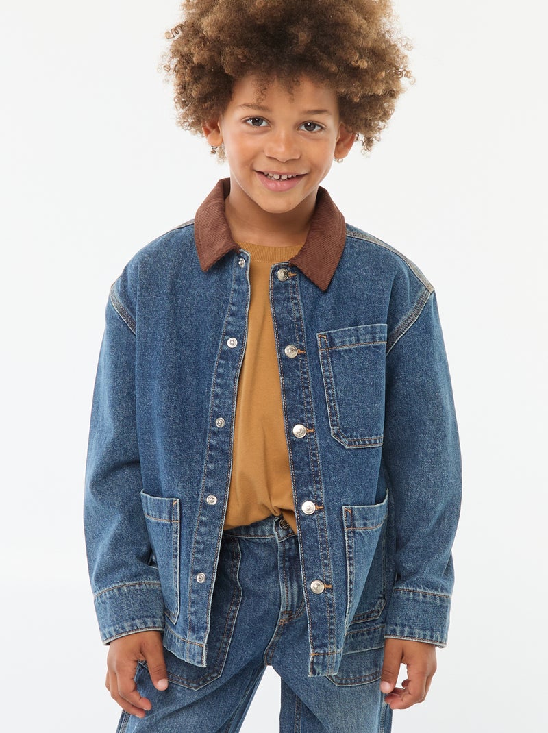 Surchemise en jean avec col en velours Bleu - Kiabi