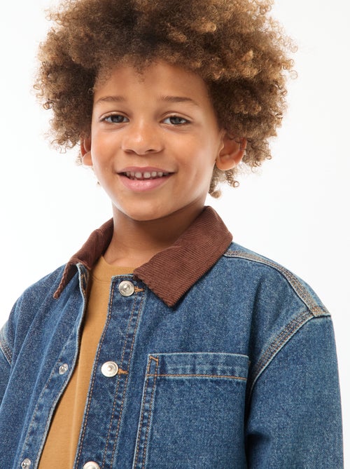 Surchemise en jean avec col en velours - Kiabi