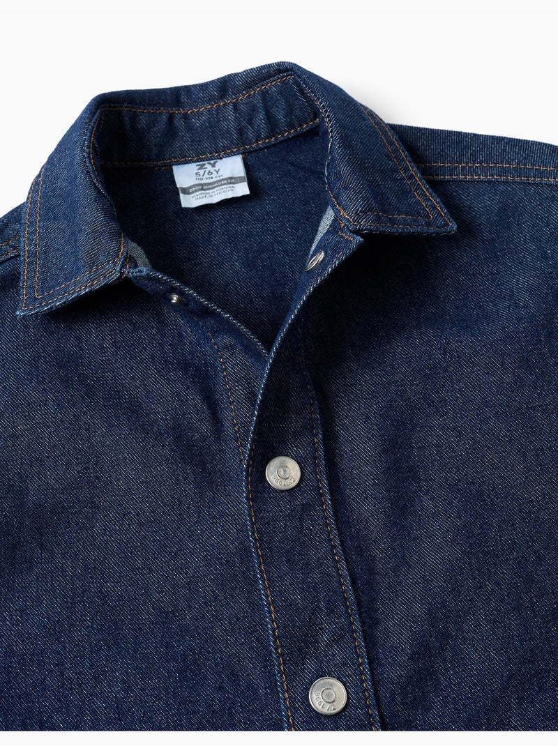 Surchemise en jean avec poches frontales Bleu foncé - Kiabi