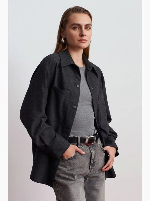 Surchemise en maille oversize à manches longues dilvin - Kiabi