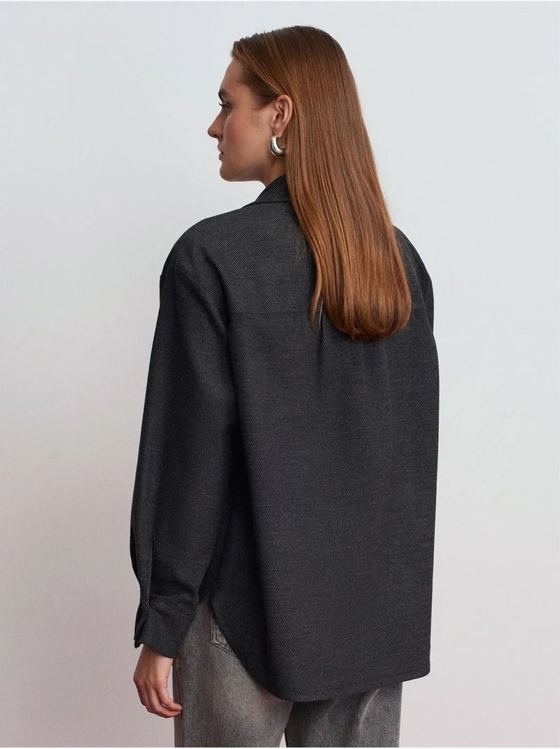 Surchemise en maille oversize à manches longues dilvin Gris foncé - Kiabi