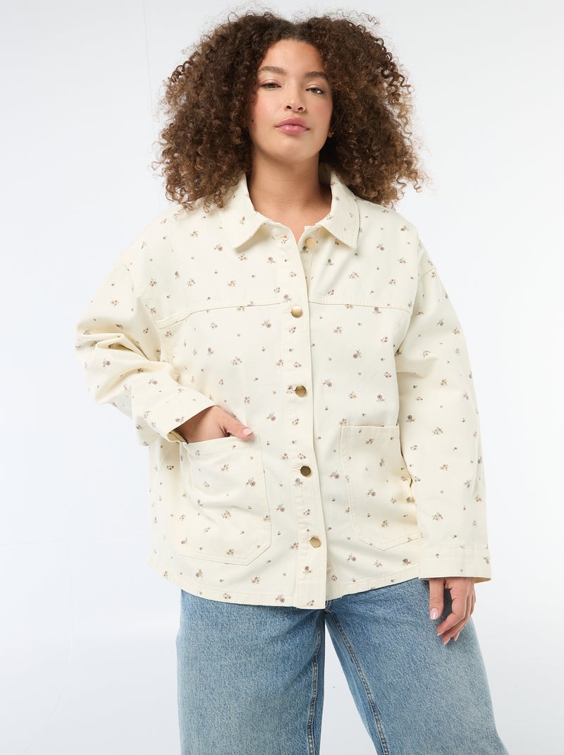Surchemise en twill avec 2 poches plaquées Blanc - Kiabi