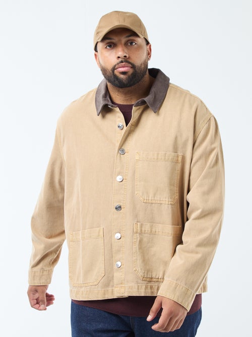 Surchemise en twill avec col contrasté - Kiabi