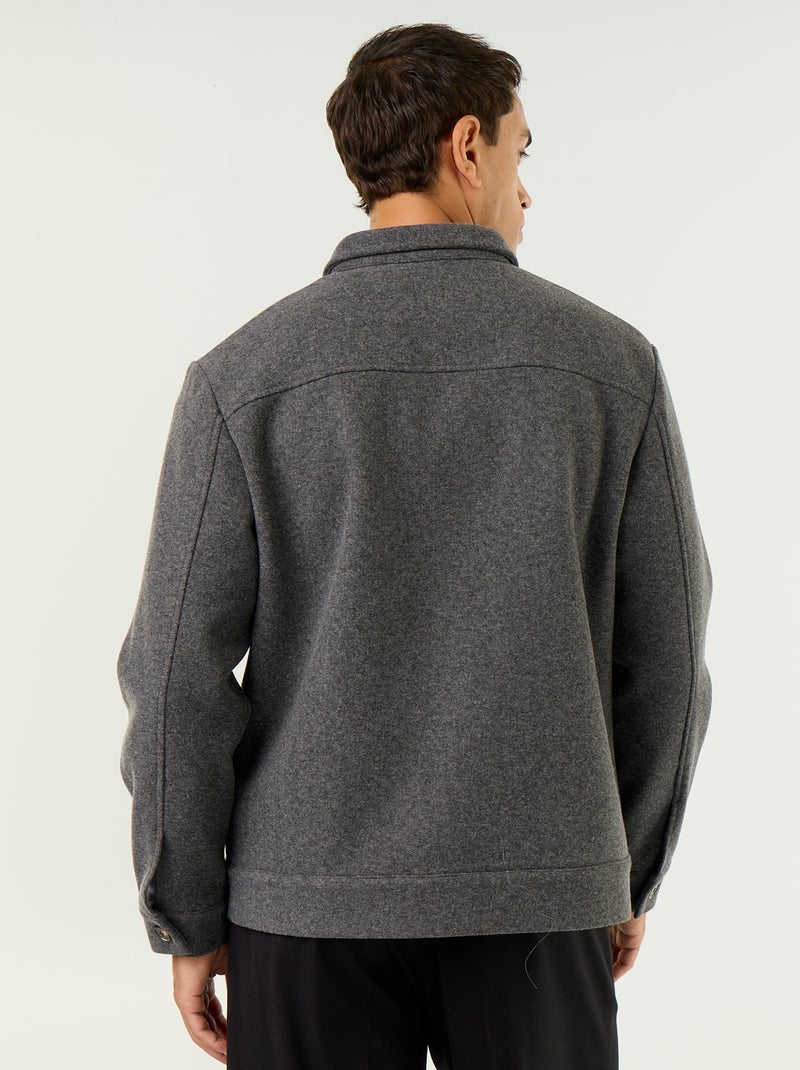 Surchemise esprit lainage avec poches poitrine Gris - Kiabi