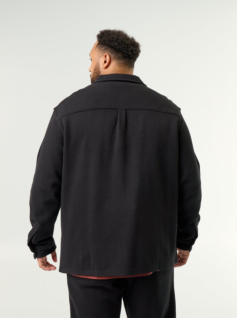 Surchemise unie en maille piquée Noir - Kiabi