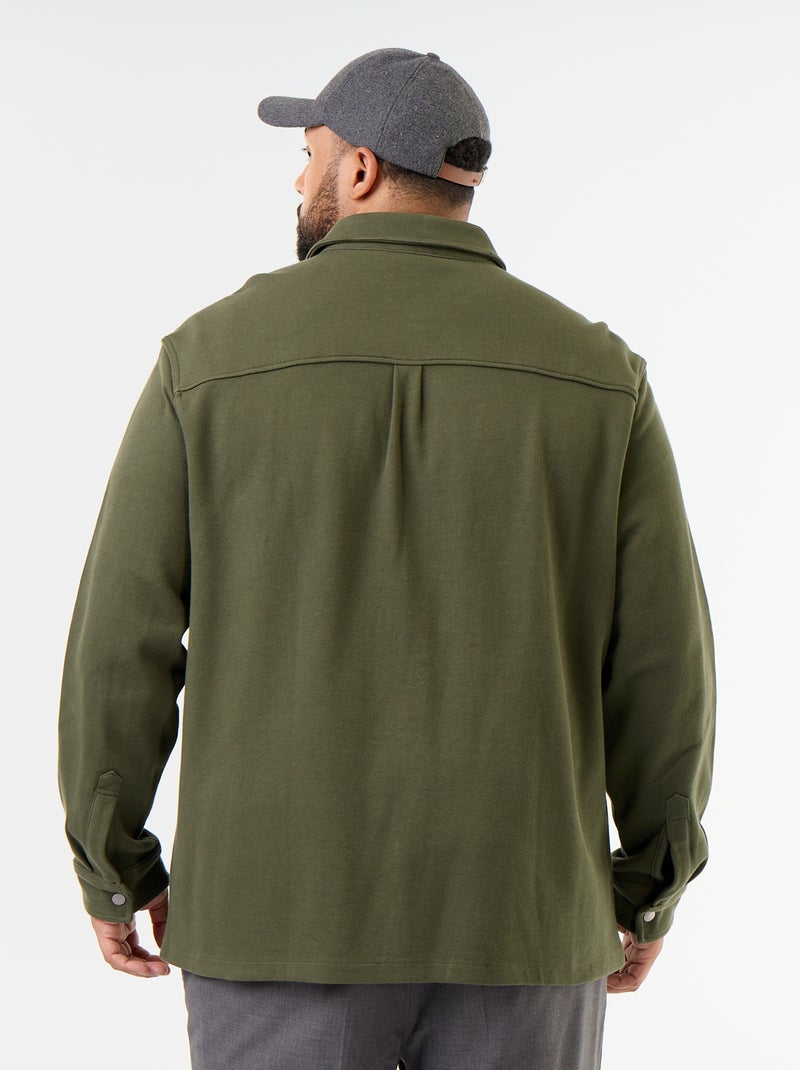 Surchemise unie en maille piquée Vert - Kiabi