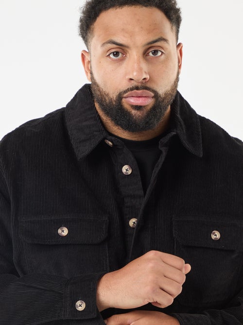 Surchemise unie en velours avec poches plaquées - Kiabi