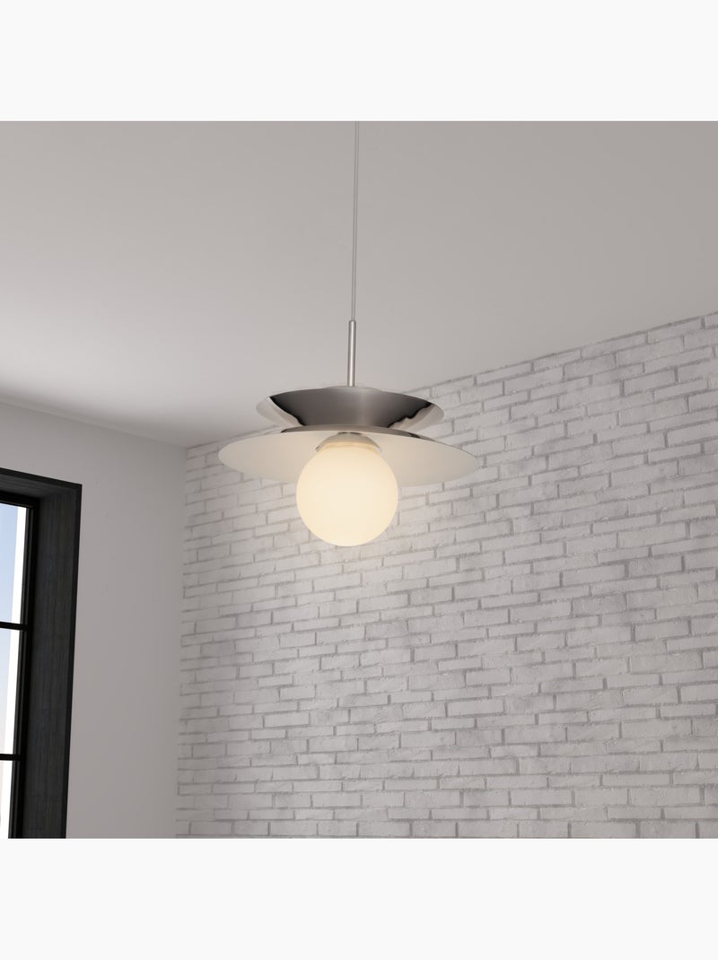 Suspension en acier globe en opaline OMIA Argent - Kiabi
