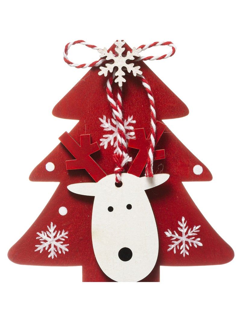 Suspension en bois sapin et renne Rouge - Kiabi