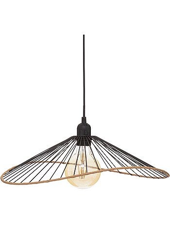 Suspension filaire en métal contour effet bois alara