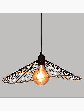 Suspension filaire en métal contour effet bois alara