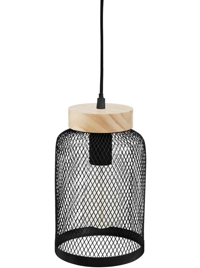 Suspension métal et bois de pin ZELY Noir - Kiabi