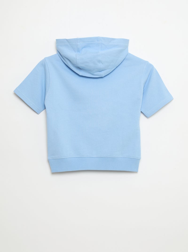 Sweat à capuche à manches courtes Bleu - Kiabi