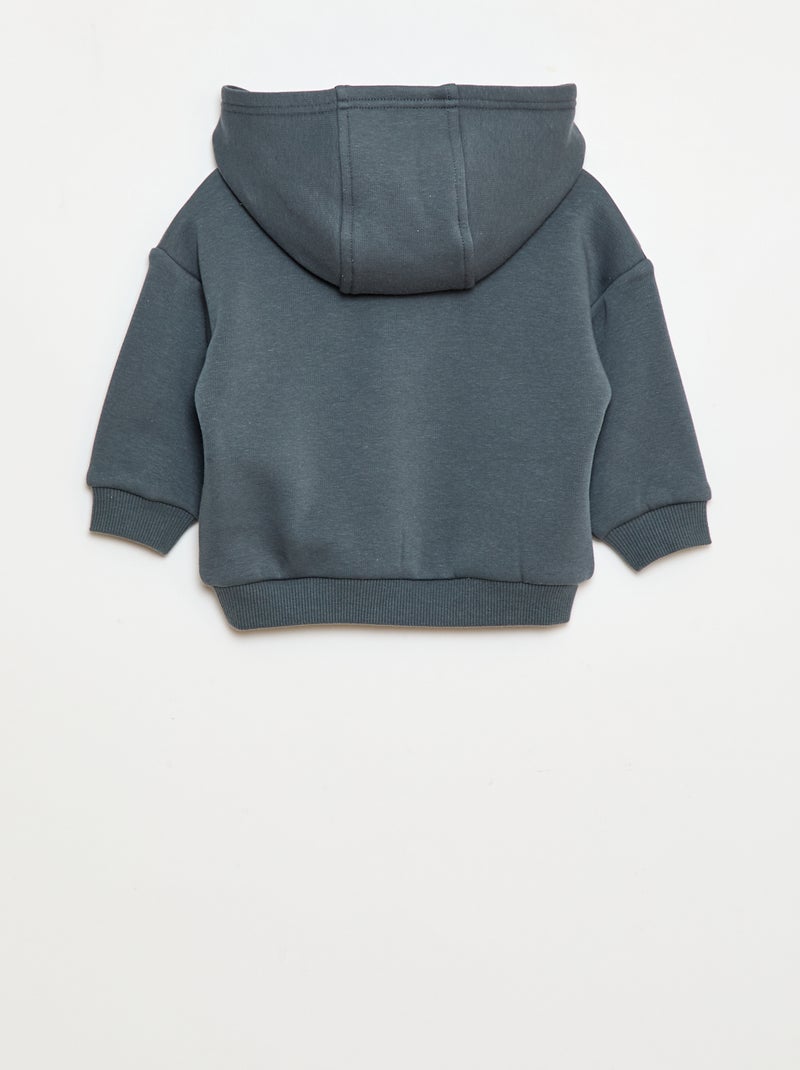 Sweat à capuche avec boutons et doublure chaude Bleu - Kiabi