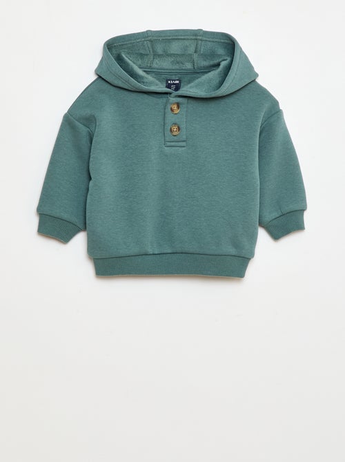 Sweat à capuche avec boutons et doublure chaude - Kiabi