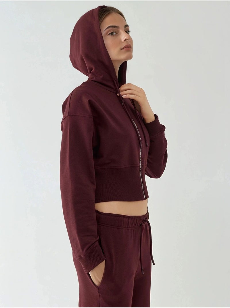 Sweat à capuche avec fermeture éclair hiccup Rouge bordeaux - Kiabi