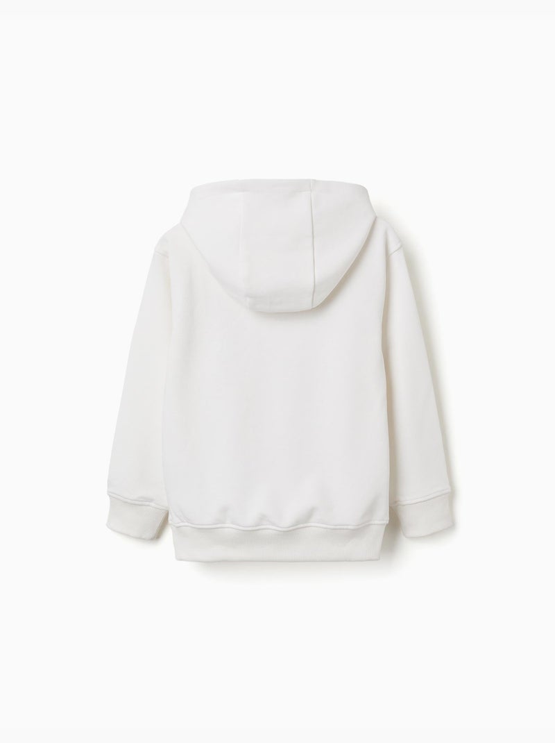 Sweat à capuche avec imprimé en relief ZY Blanc - Kiabi